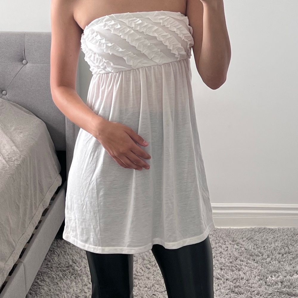 White ruffle top shirt